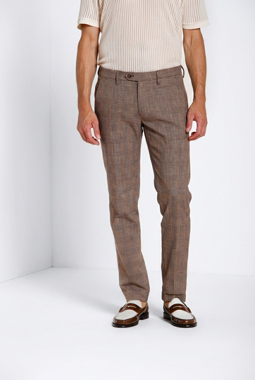 Torino City pantalón chino hombre estampado príncipe de Gales slim fit