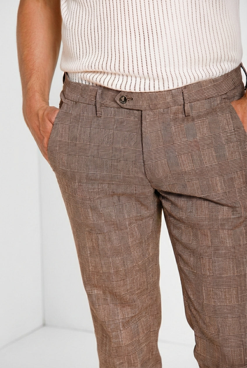 Torino City pantalón chino hombre estampado príncipe de Gales slim fit
