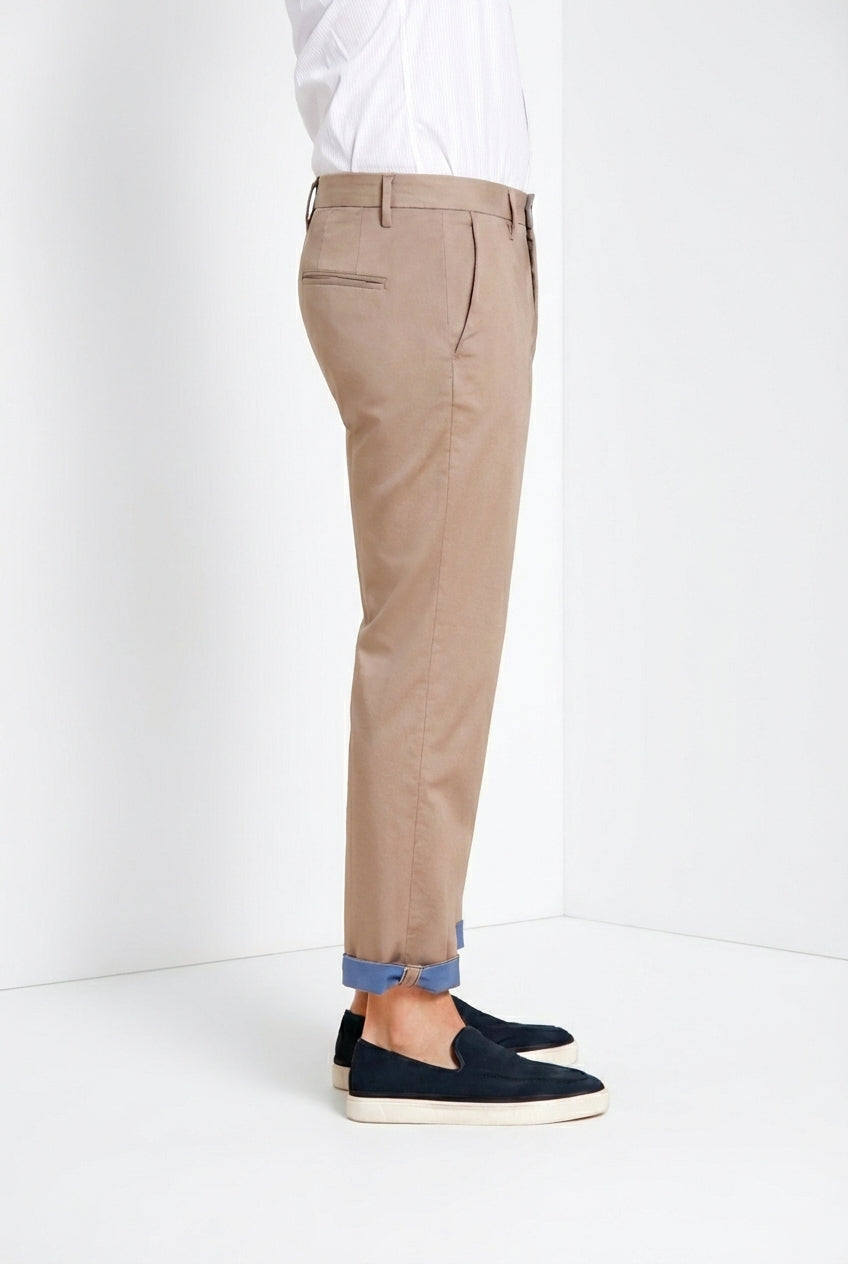 Torino City Travel men's chino pants in technical stretch satin slim fit