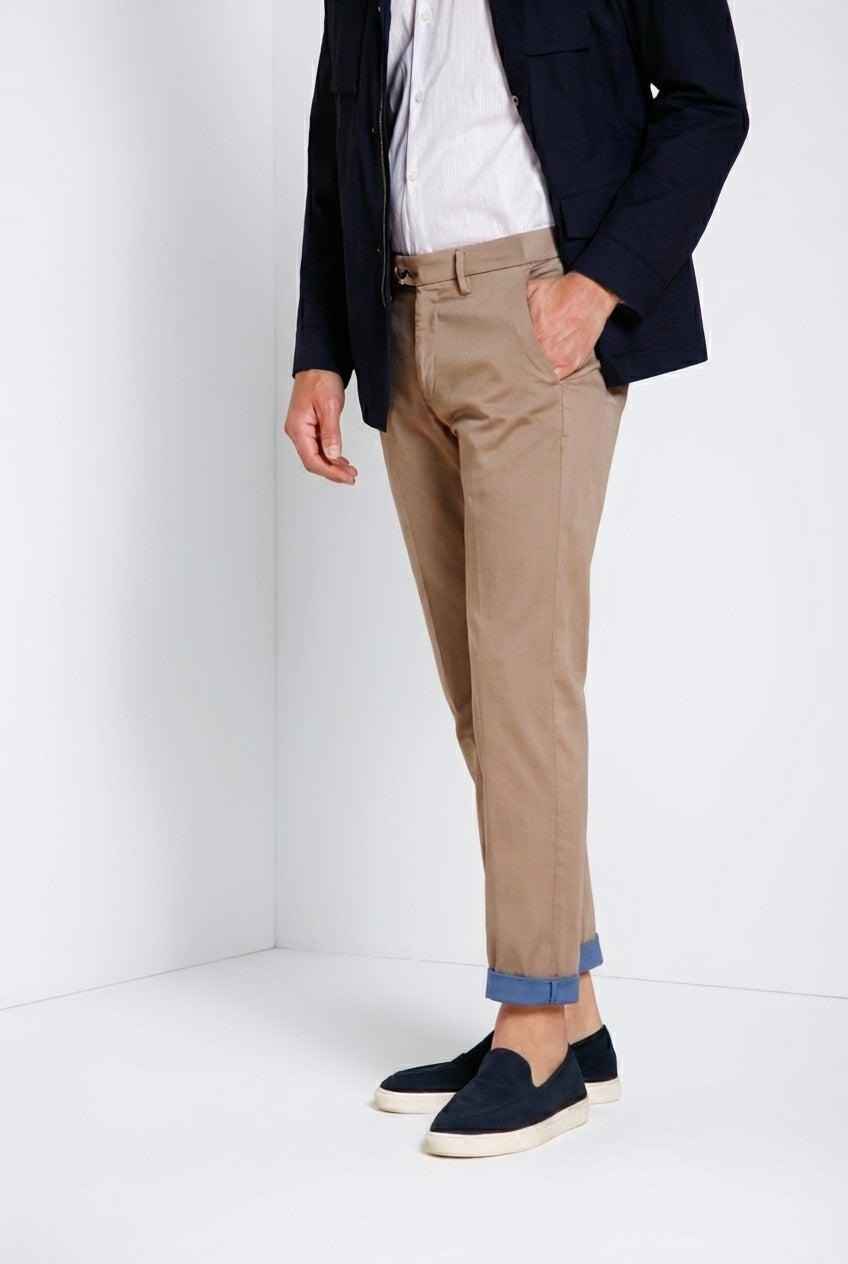 Torino City Travel pantalone chino uomo in raso tecnico stretch slim fit