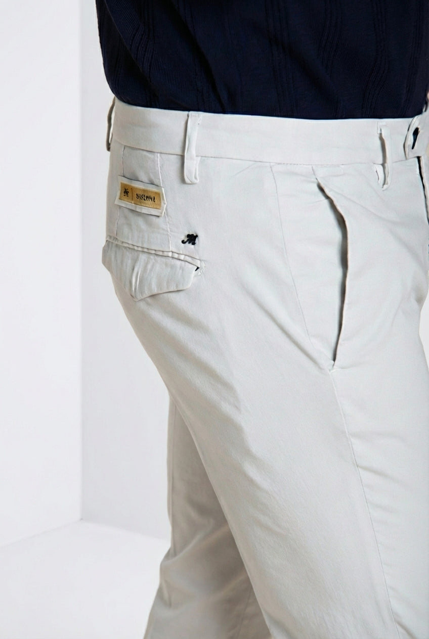 Torino City men's chino pants in cotton and silk satin slim fit