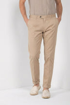 Torino City pantalone chino uomo in raso di cotone e seta slim fit