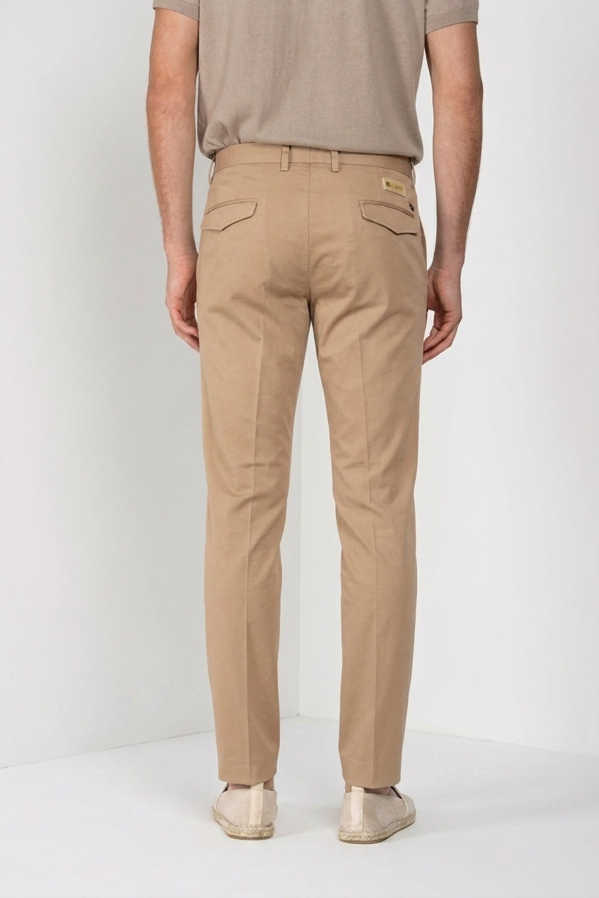 Torino City pantalone chino uomo in raso di cotone e seta slim fit