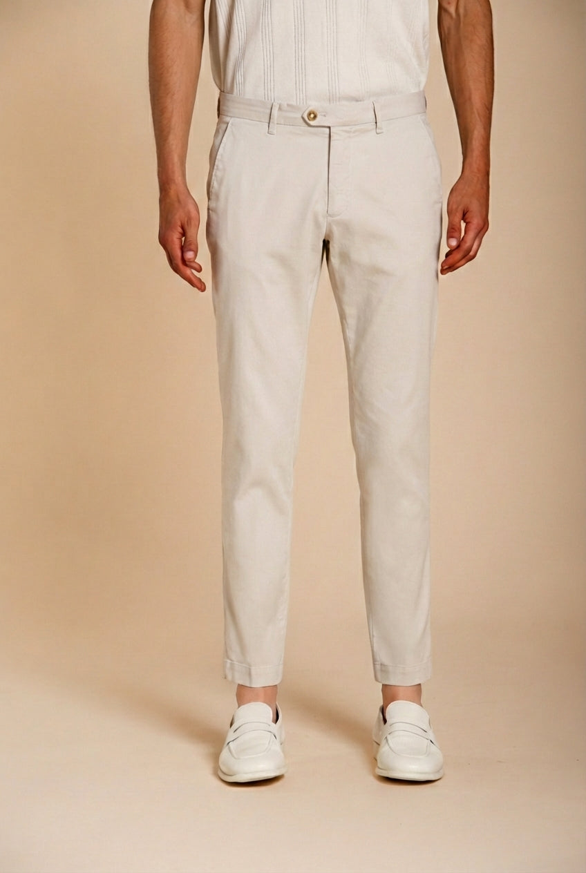 Torino City pantalone chino uomo in tricotina fine di cotone e lyocell slim fit