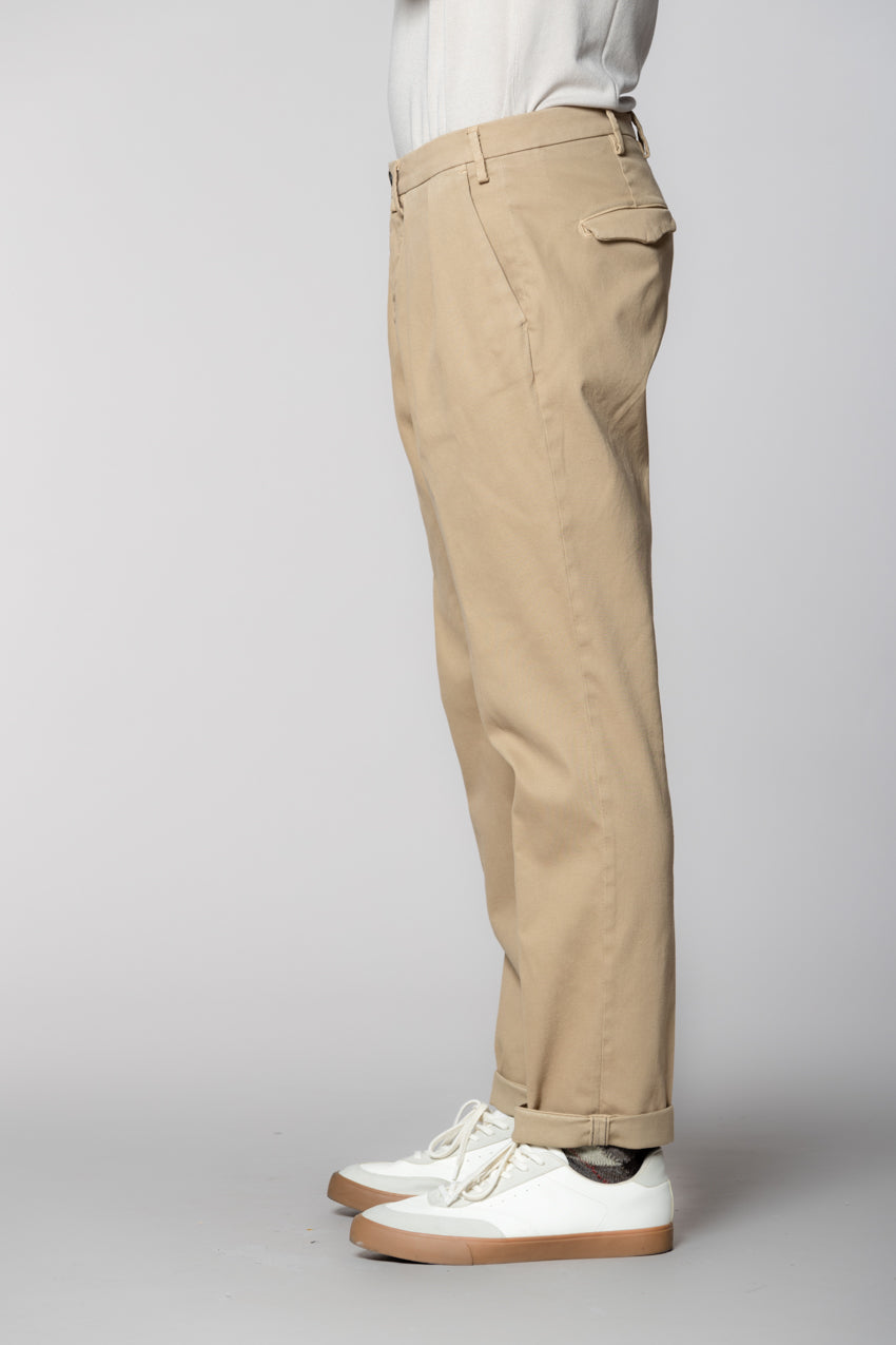 Boston 2 Pinces pantalone chino uomo in tricotina relaxed fit