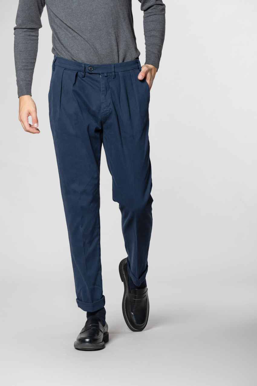 Boston 2 Pinces pantalone chino uomo in tricotina relaxed fit