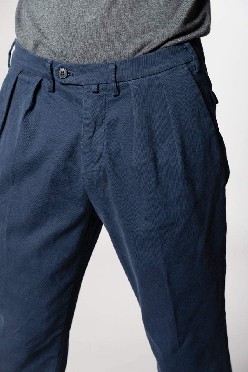 Boston 2 Pinces pantalone chino uomo in tricotina relaxed fit