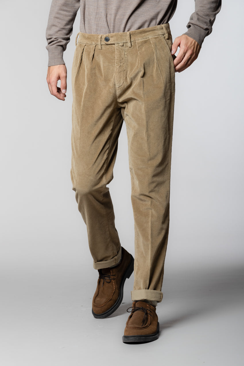Boston 2 Pinces pantalone chino uomo in velluto 500 righe relaxed fit
