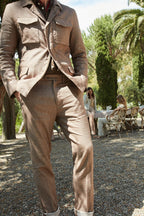 Boston pantalón chino hombre en denim trama diagonal relaxed fit