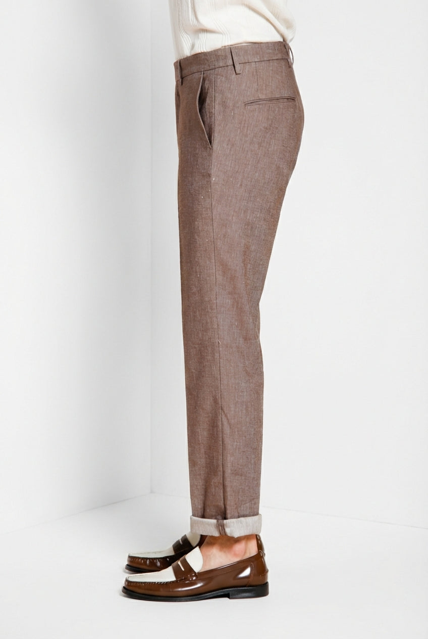 Boston pantalón chino hombre en denim trama diagonal relaxed fit