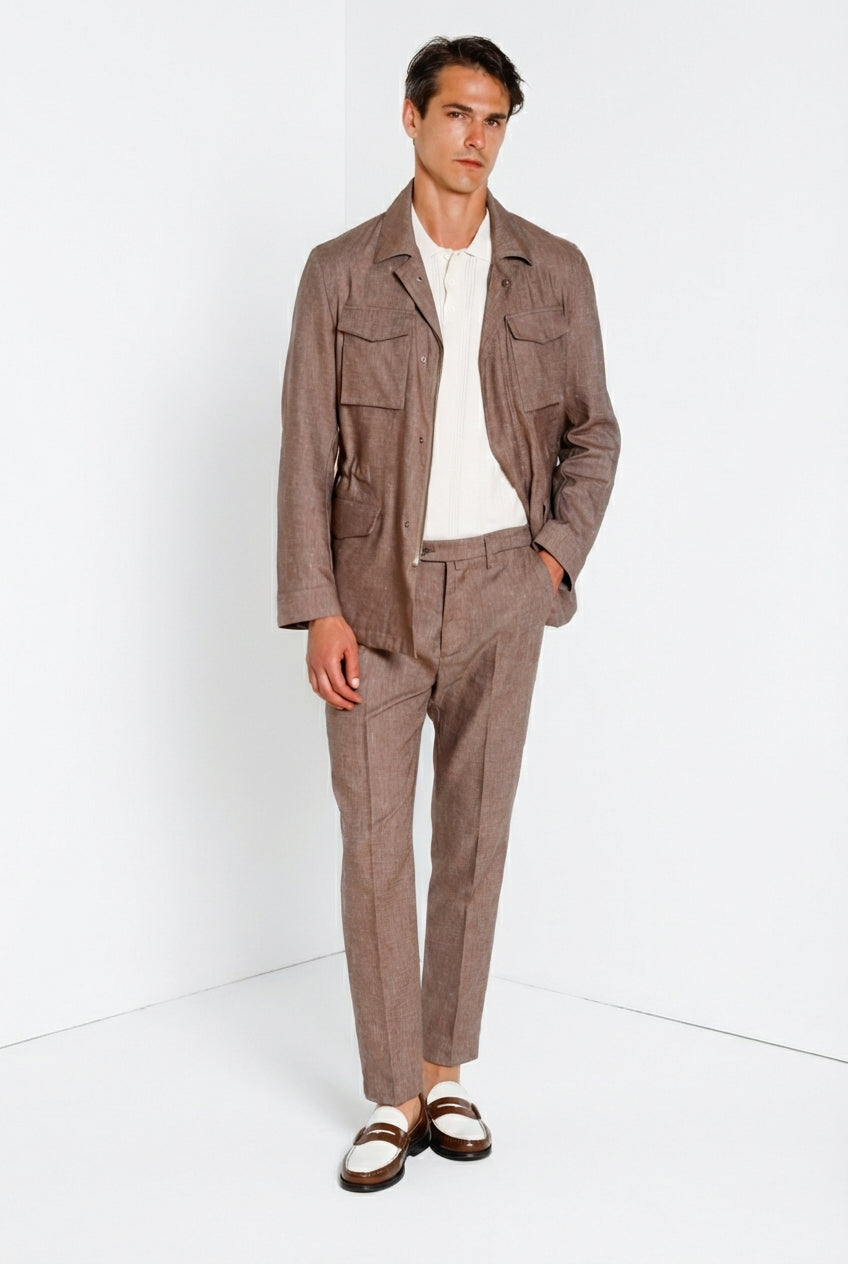 Boston pantalón chino hombre en denim trama diagonal relaxed fit