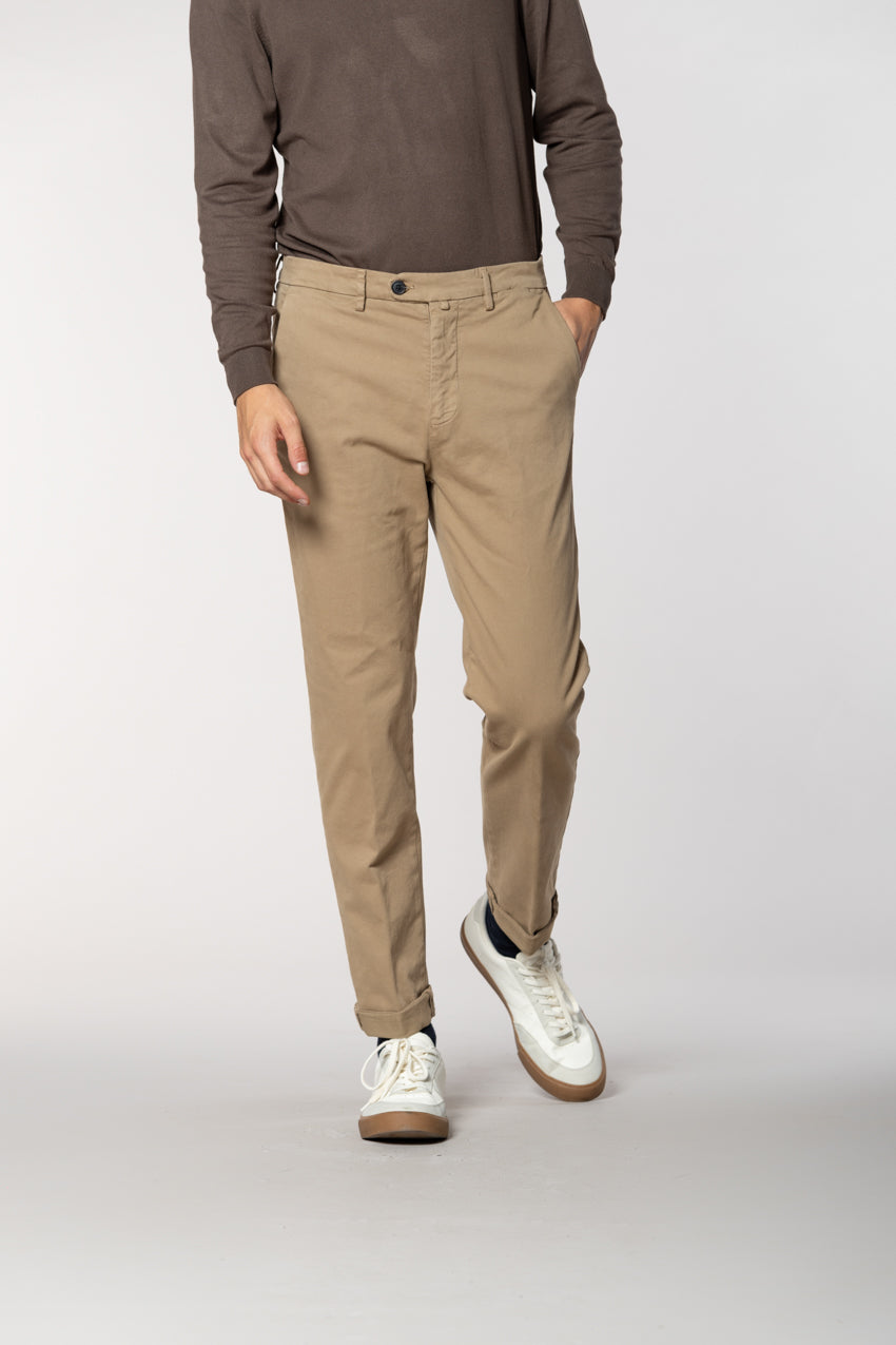 Boston pantalone chino uomo in cotone trama diagonale relaxed fit