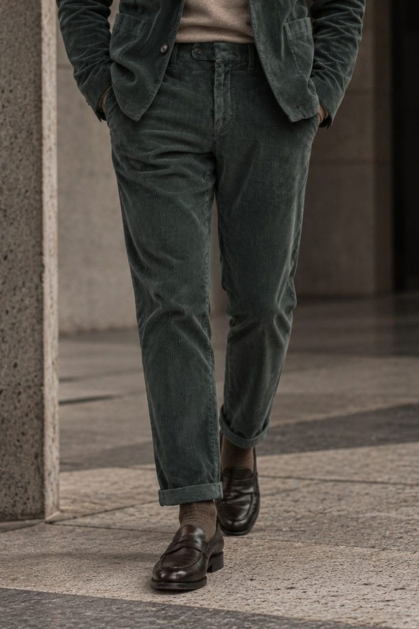 Paris pantalón chino de hombre en terciopelo de pana ancha carrot fit
