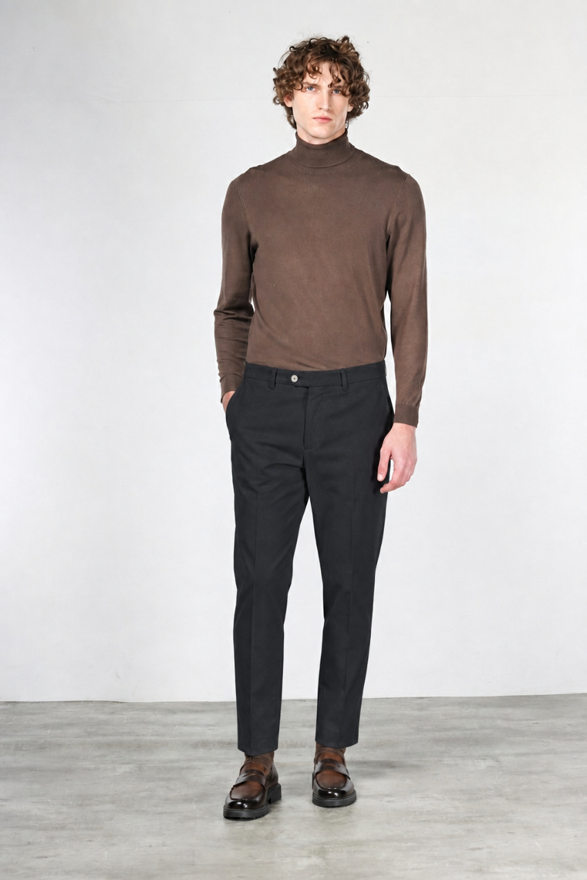 Paris pantalon chino homme en tricotine stretch carrot fit