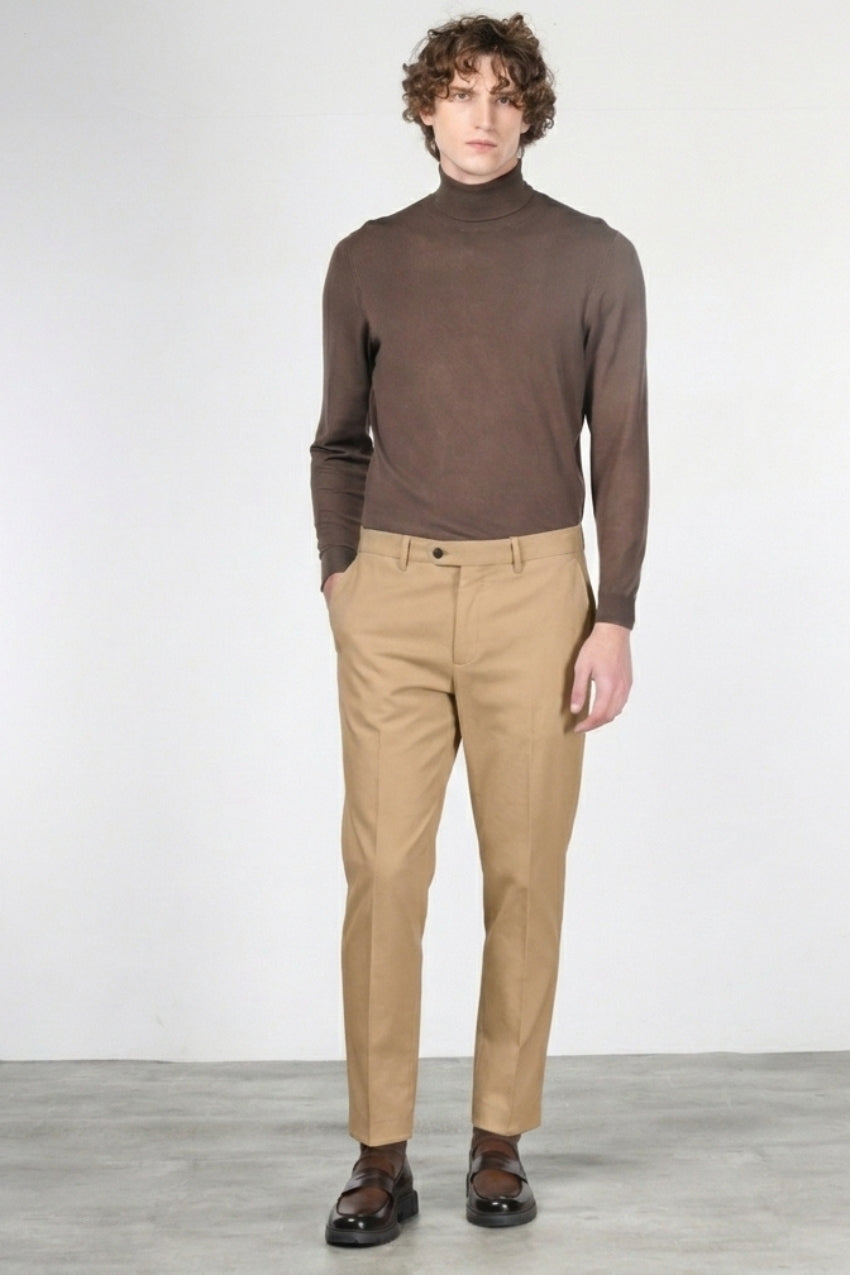 Paris pantalone chino uomo in tricotina stretch carrot fit