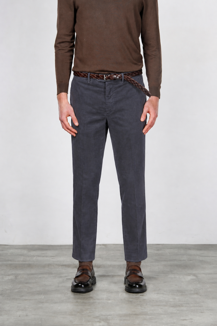 Paris pantalone chino uomo in velluto 1000 righe stretch carrot fit ①