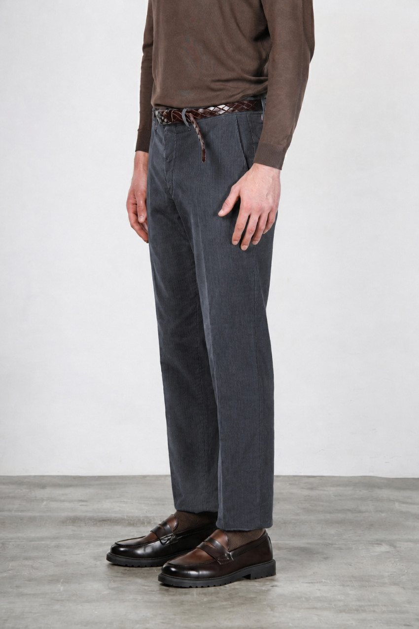 Paris pantalone chino uomo in velluto 1000 righe stretch carrot fit ①