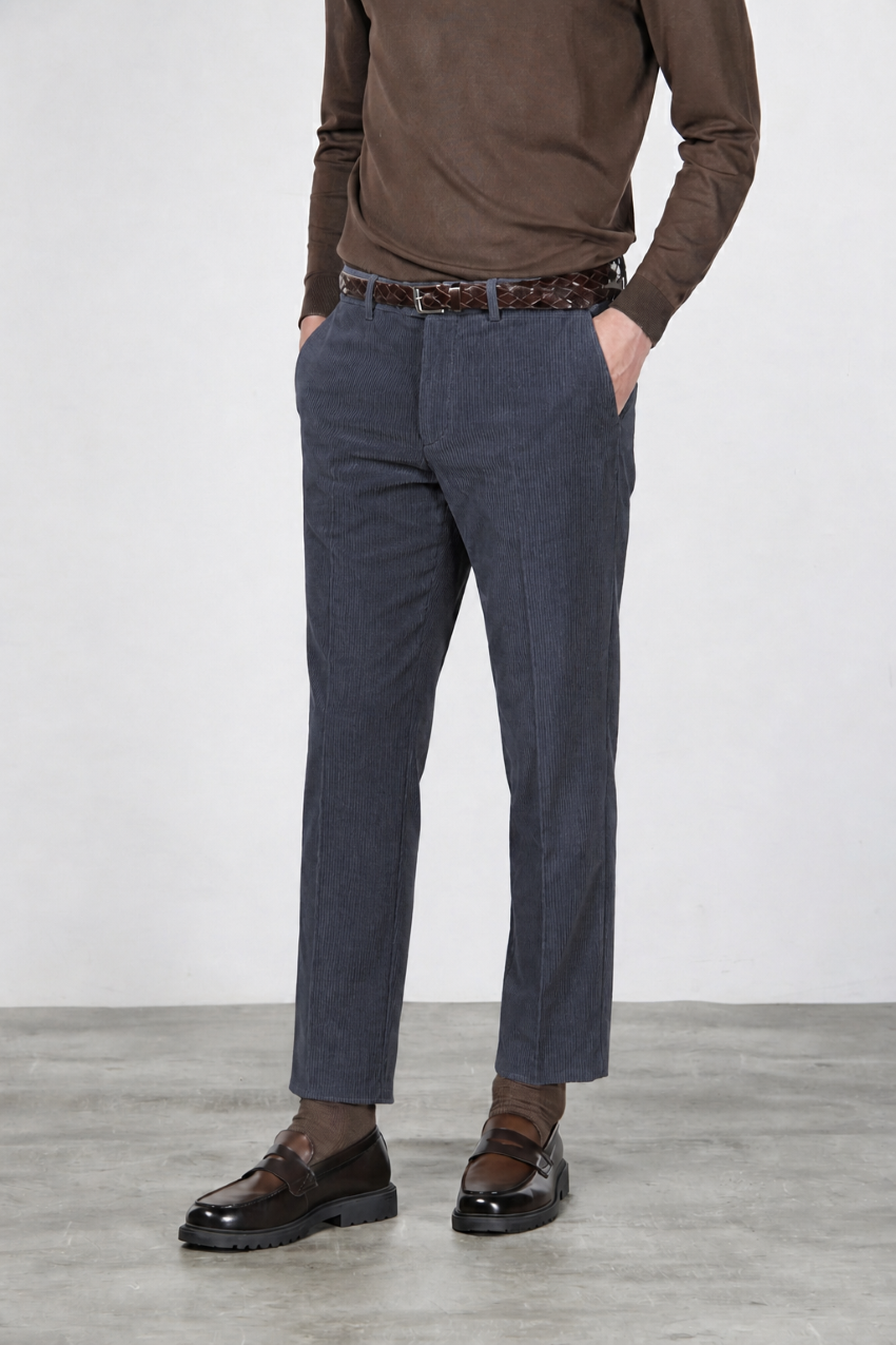 Paris pantalone chino uomo in velluto 1000 righe stretch carrot fit ①