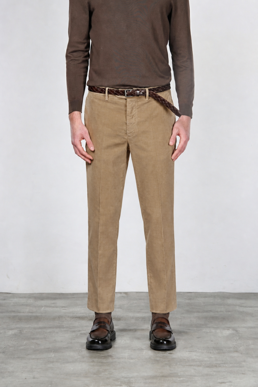 Paris pantalone chino uomo in velluto 1000 righe stretch carrot fit ①