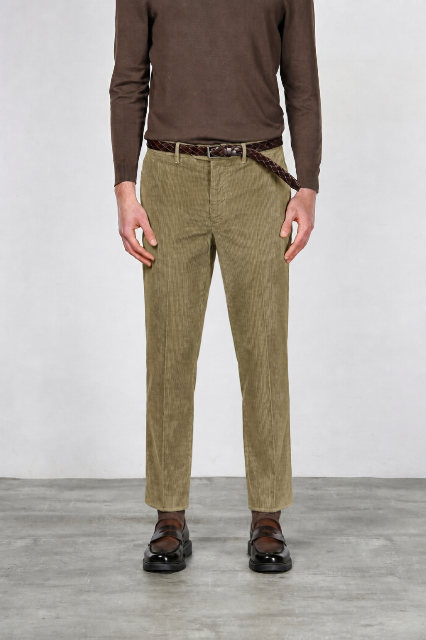 Paris pantalone chino uomo in velluto 1000 righe stretch carrot fit ①