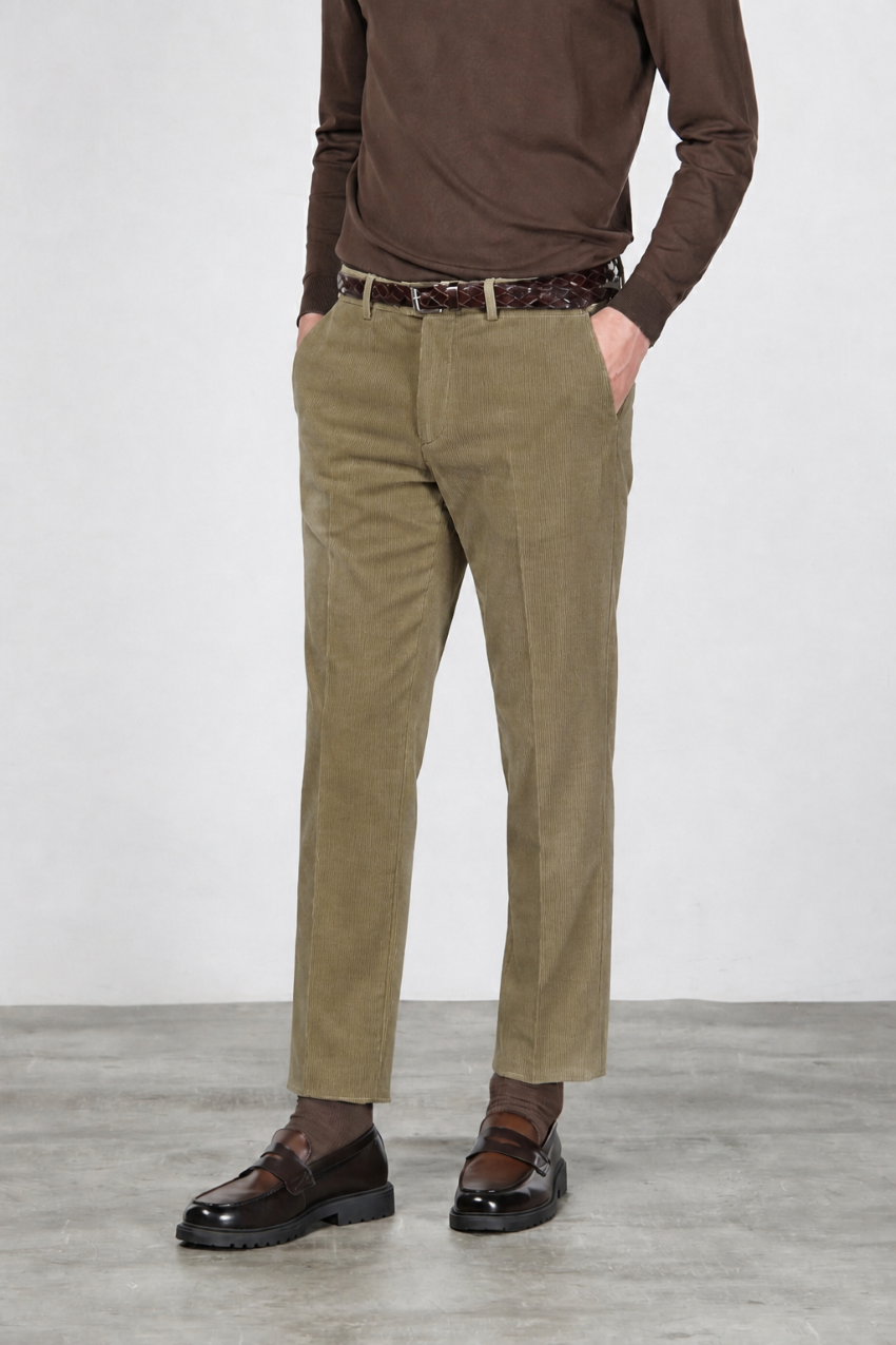 Paris pantalone chino uomo in velluto 1000 righe stretch carrot fit ①