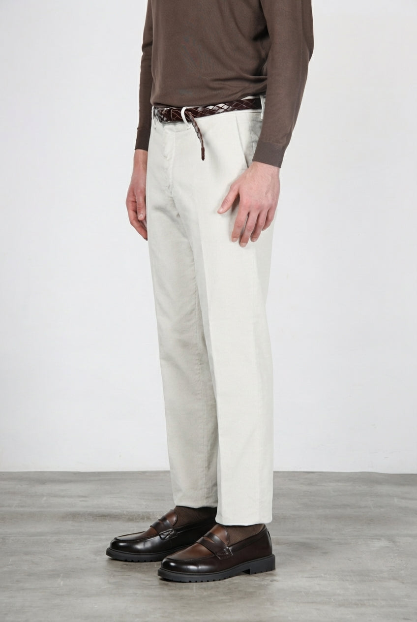 Paris pantalone chino uomo in velluto 1000 righe stretch carrot fit ①