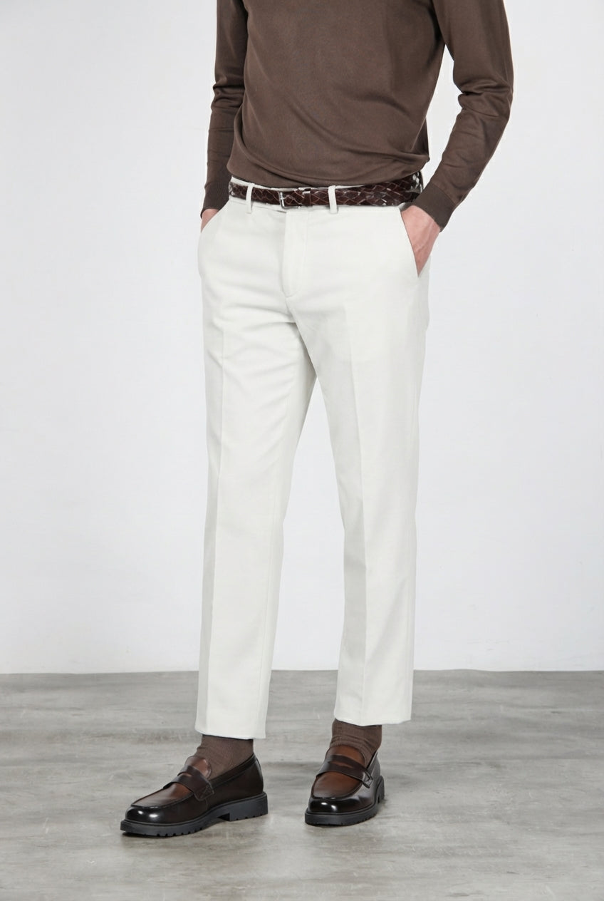Paris pantalone chino uomo in velluto 1000 righe stretch carrot fit ①