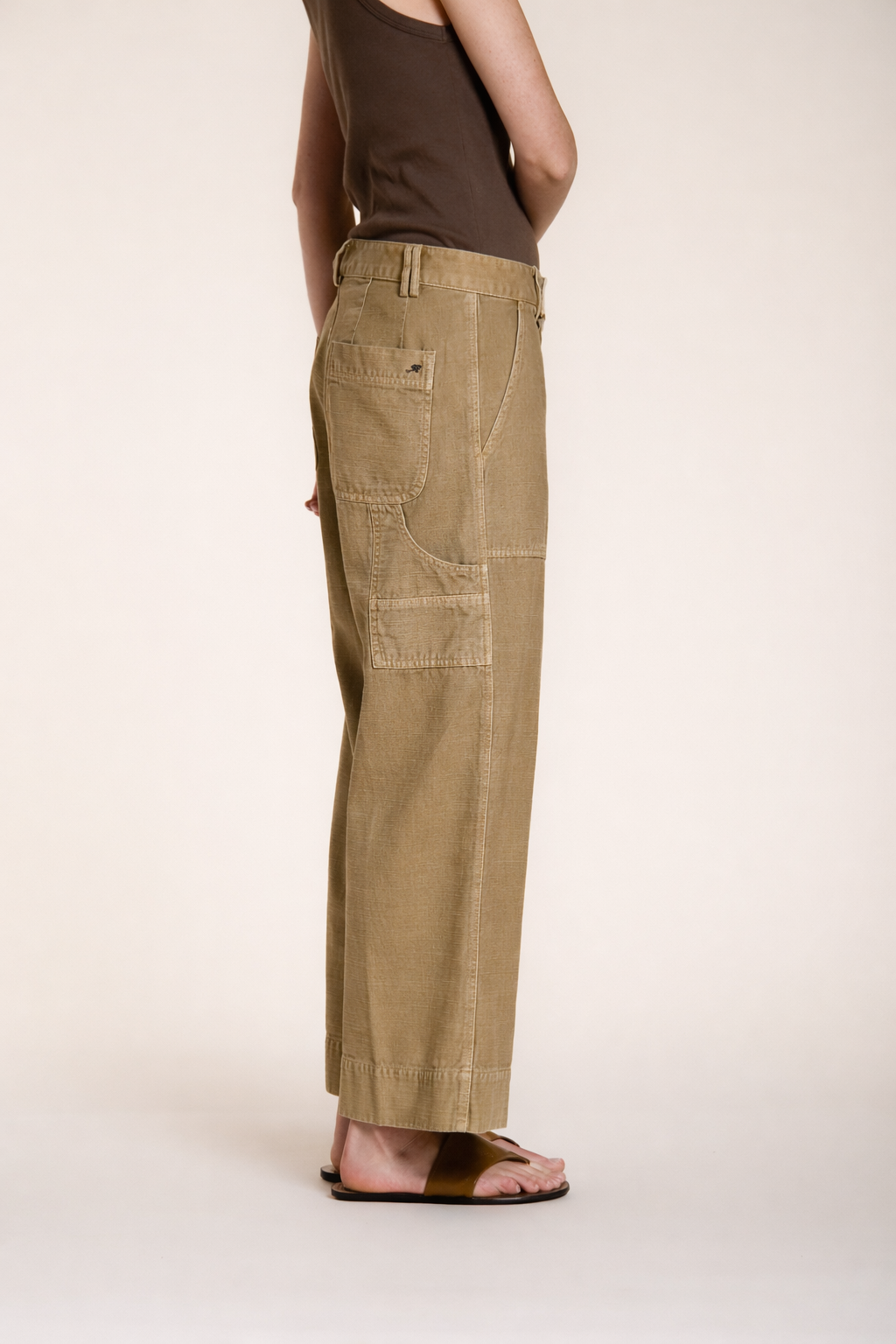 Dallas Wide pantalone cargo donna in cotone fiammato straight fit