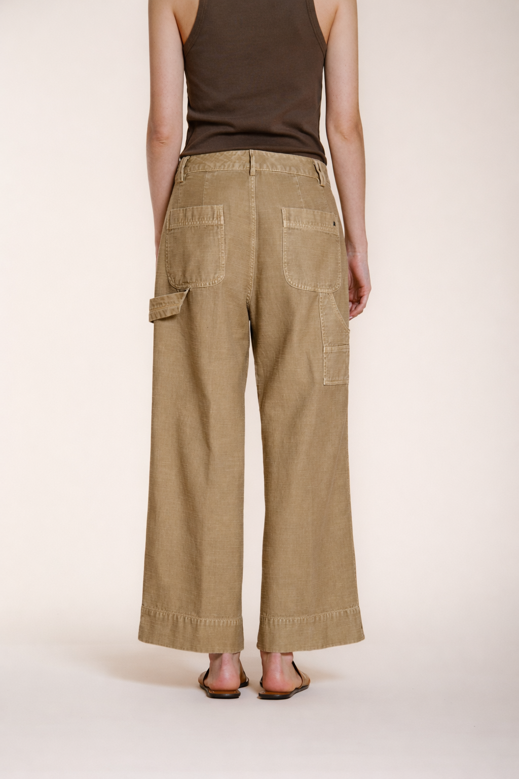 Dallas Wide pantalone cargo donna in cotone fiammato straight fit