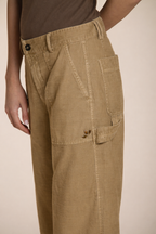 Dallas Wide pantalone cargo donna in cotone fiammato straight fit