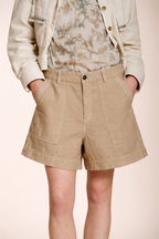 Dallas bermuda cargo donna in cotone fiammato relaxed fit