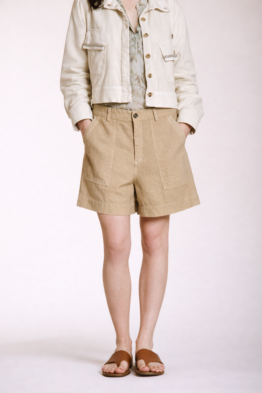 Dallas bermuda cargo donna in cotone fiammato relaxed fit