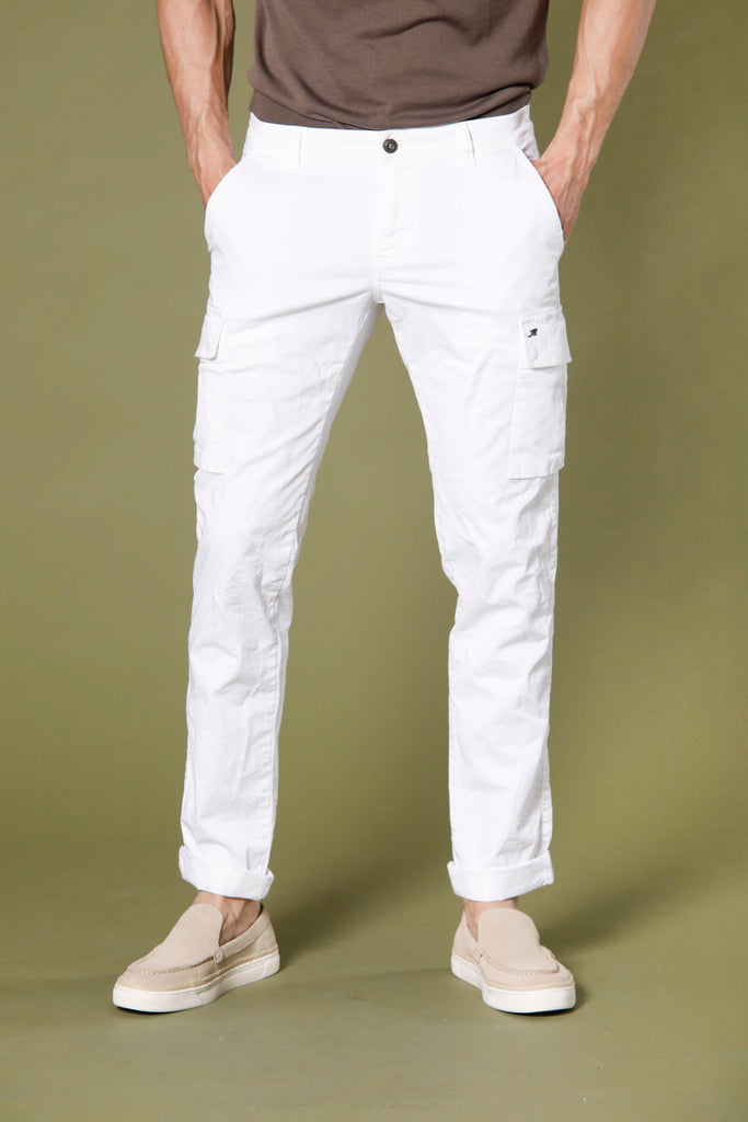 immagine 1 di pantalone cargo uomo in cotone modello Chile colore bianco extra slim di Mason's