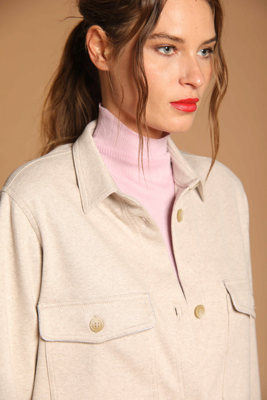 immagine 3 di giacca donna, modello City Field, in jersey di colore beige di mason's