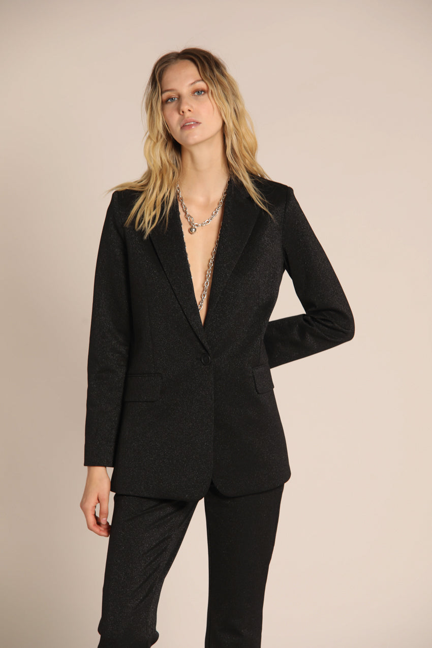 immagine 1 di blazer donna ,modello Irene in lungo con lurex di colore nero di mason's