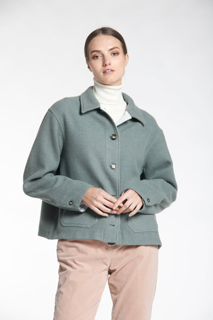 Immagine 1 di giacca da donna modello Irma in panno di lana colore verde acqua di Mason's 