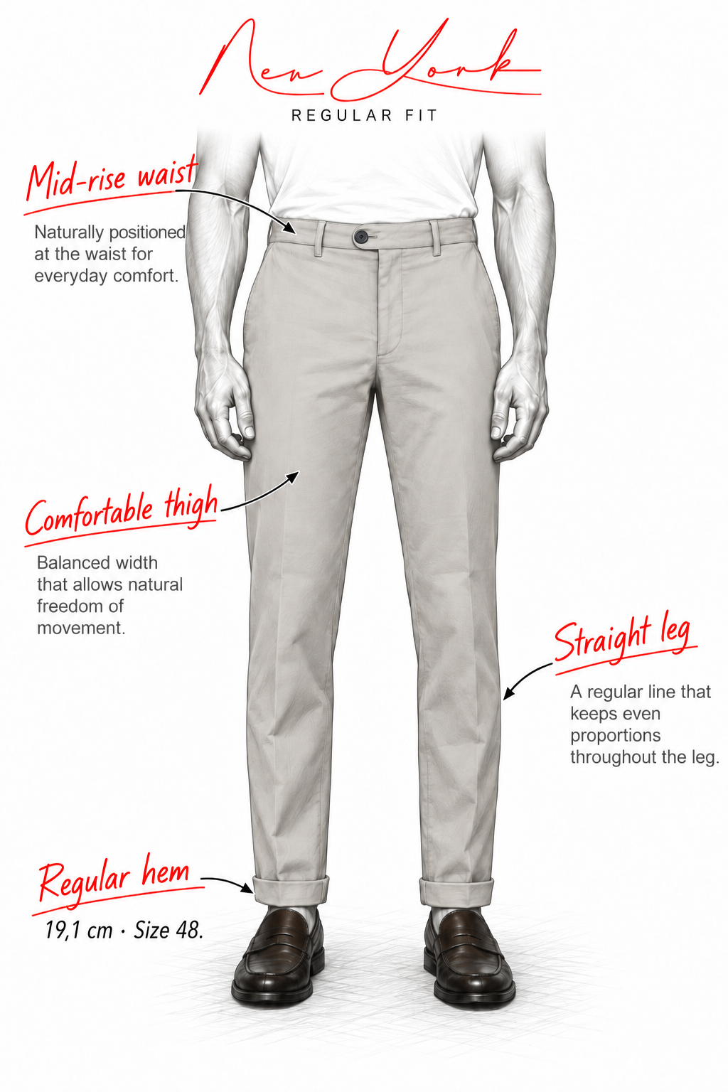 New York men’s chino pants in stretch 2000-wale velvet with regular fit ①
