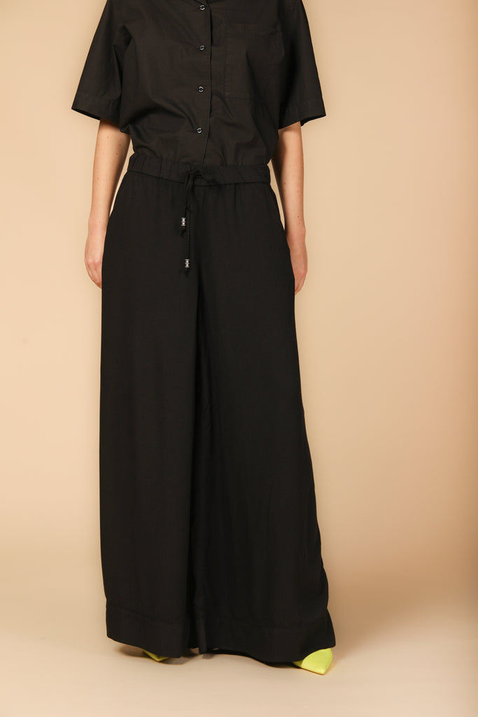 immagine 1 di pantalone chino donna modello Portofino in nero fit relaxed di Mason's