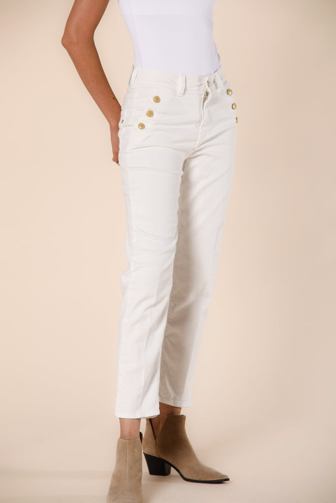 Immagine 1 di pantalone 5 tasche donna in denim color bianco latte modello Agnes Sailor di Mason's