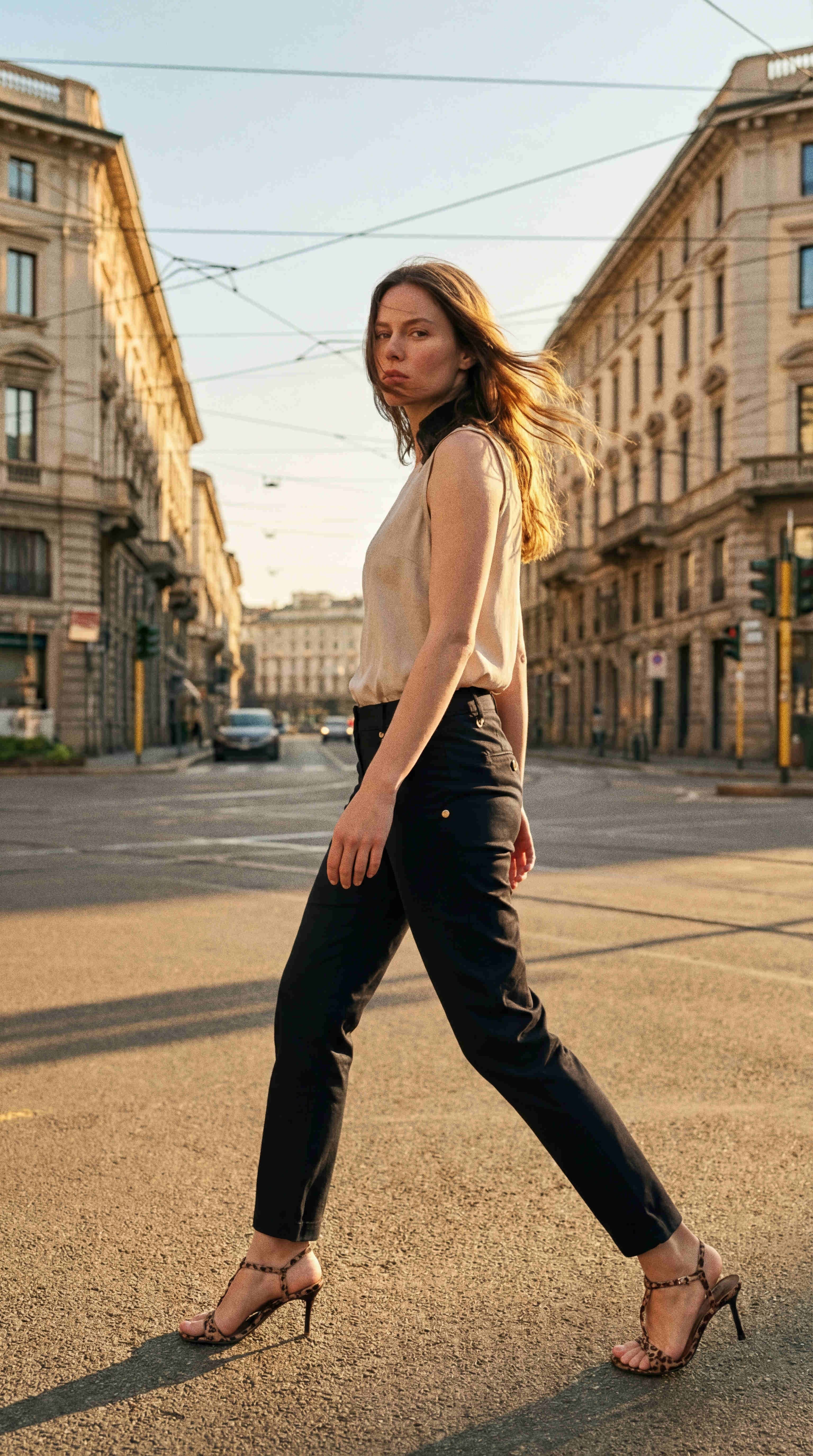 New York Slim pantalone chino donna in raso stretch slim fit ①