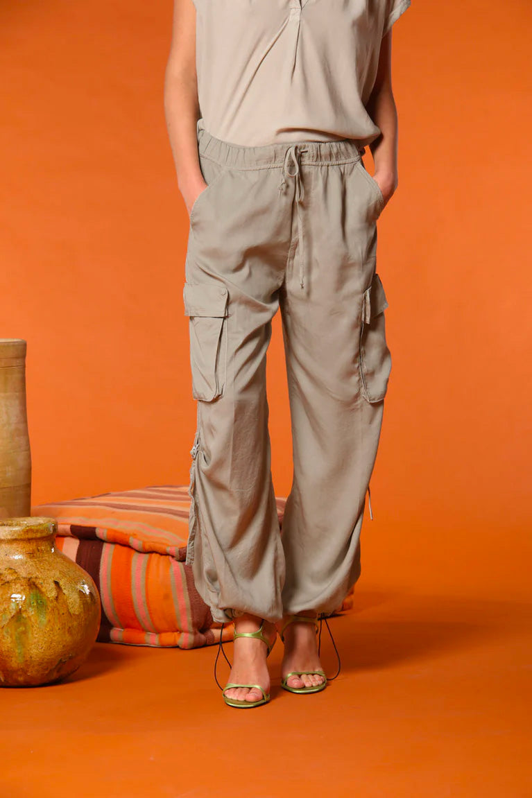Francis pantalone cargo jogger donna in cotone modal wide leg