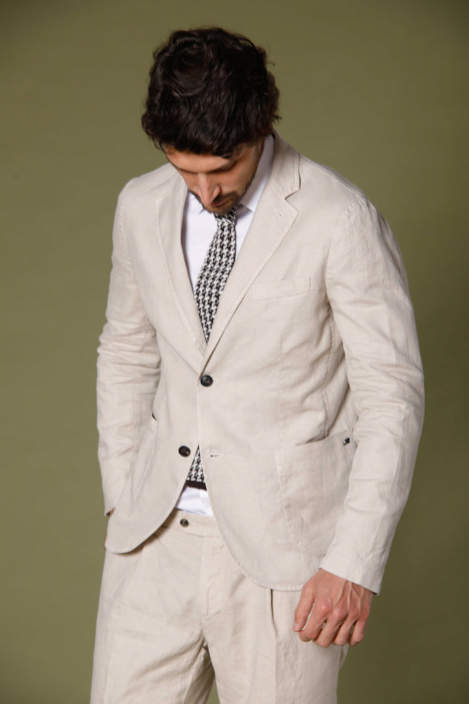 Immagine 1 di blazer uomo in batavia di lino e cotone color stucco modello Da Vinci Summer di Mason's