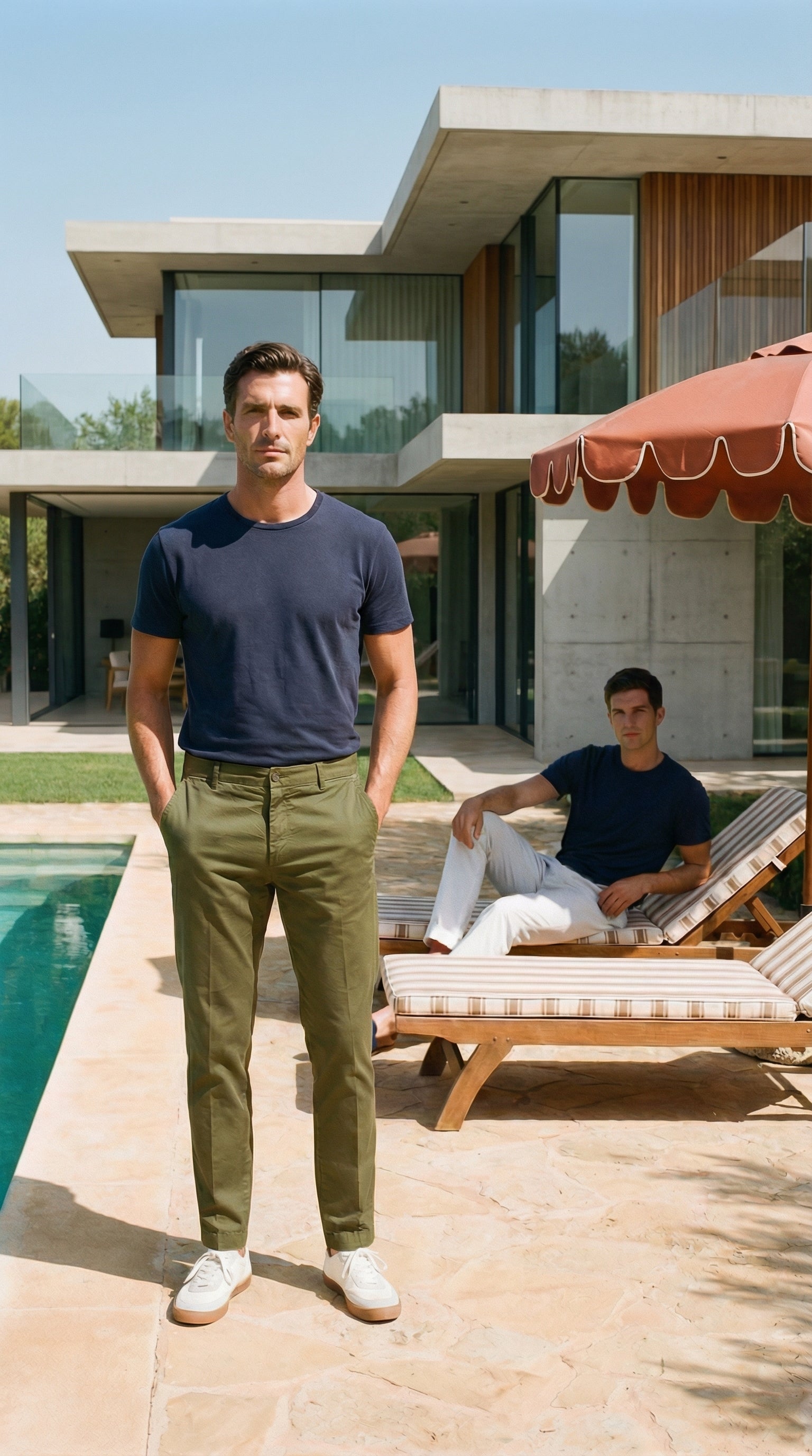 Milano pantalon chino homme en gabardine stretch extra slim fit ①