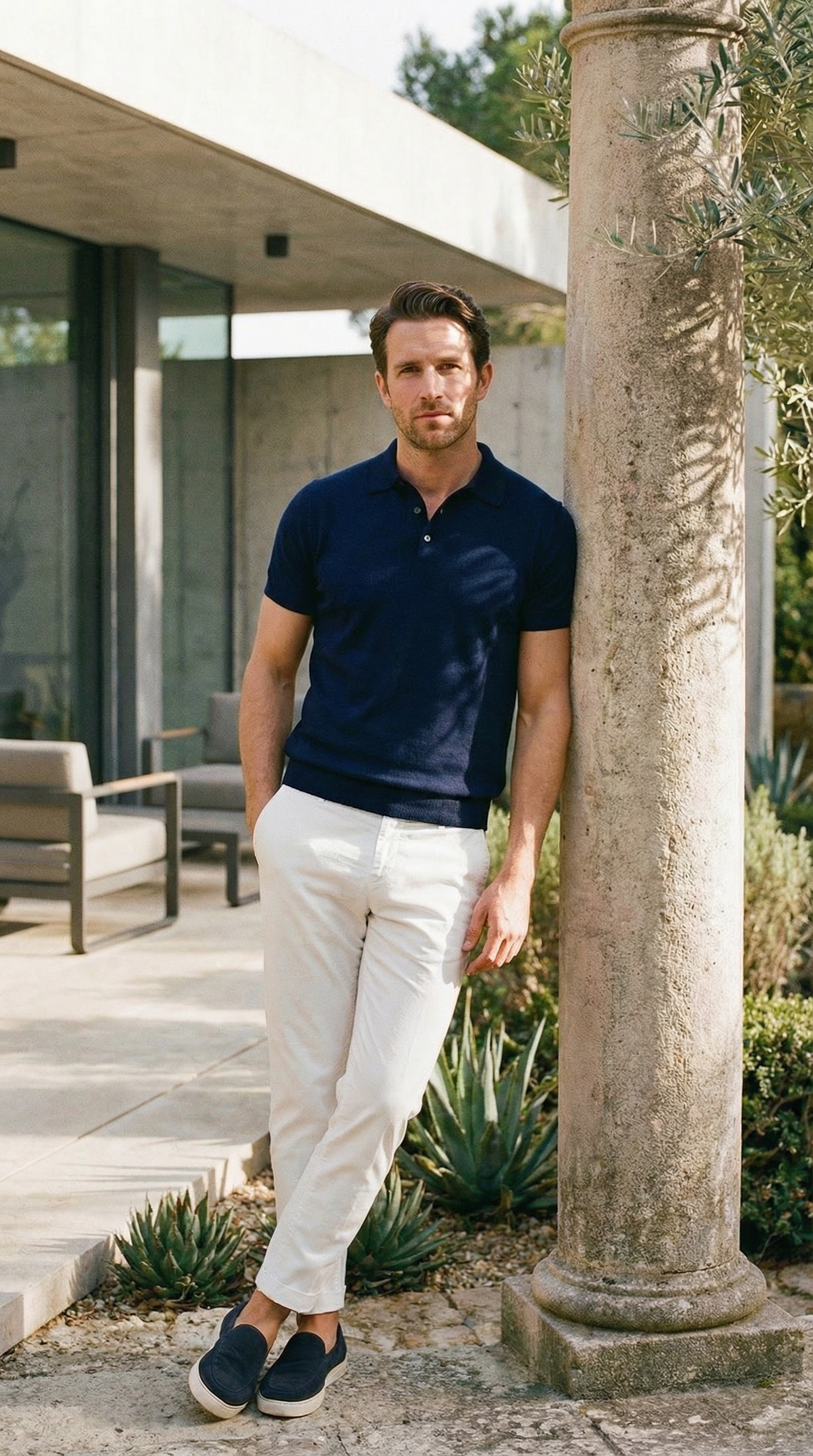 Milano pantalon chino homme en gabardine stretch extra slim fit ①