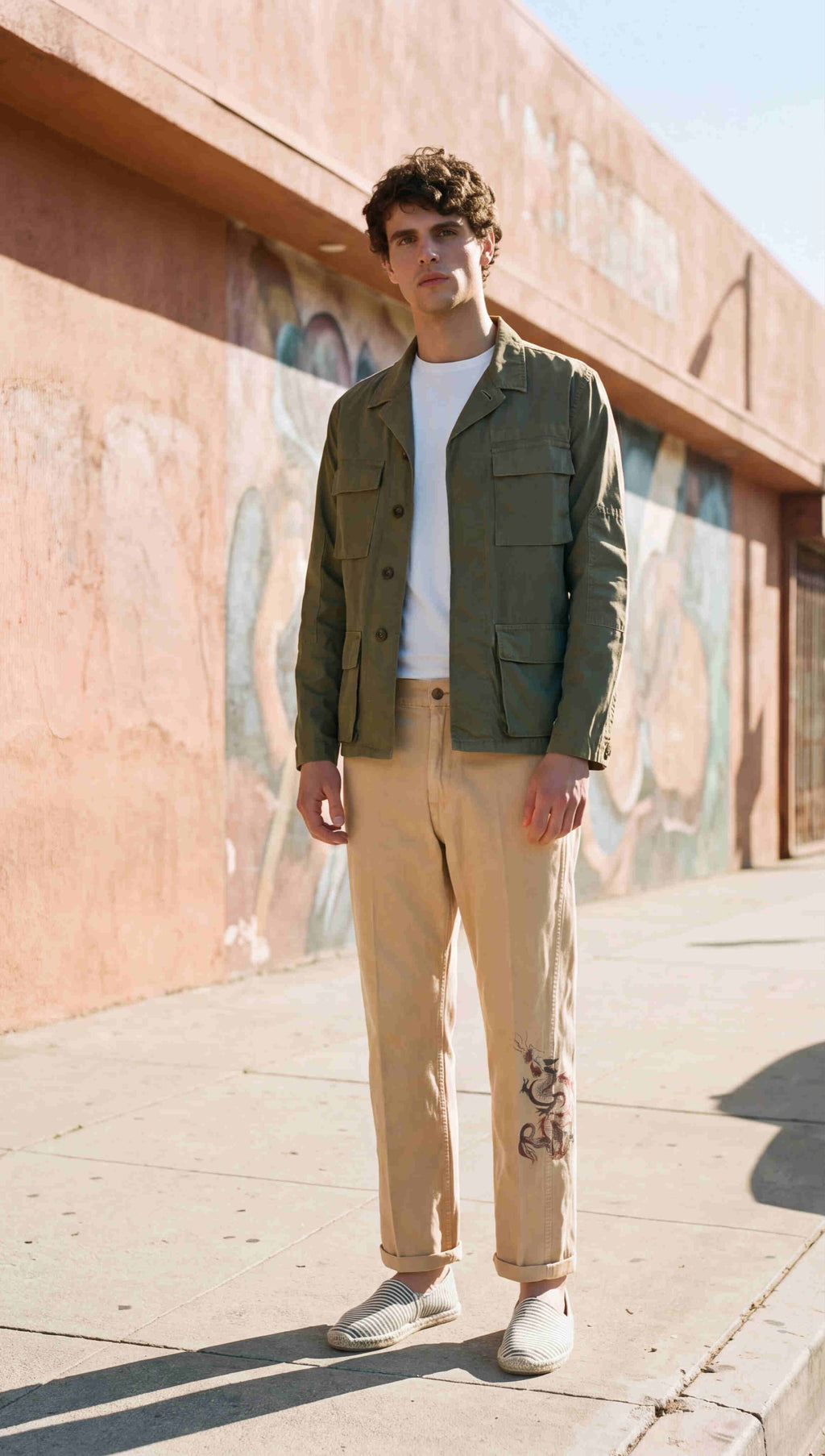 Denver M74 pantalon cargo homme en panama flammé relaxed fit ①