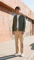 Denver M74 pantalon cargo homme en panama flammé relaxed fit ①