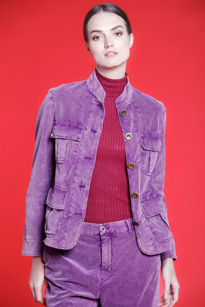 Immagine 1 di giacca da donna in velluto 1000 righe color viola modello Karen di Mason's