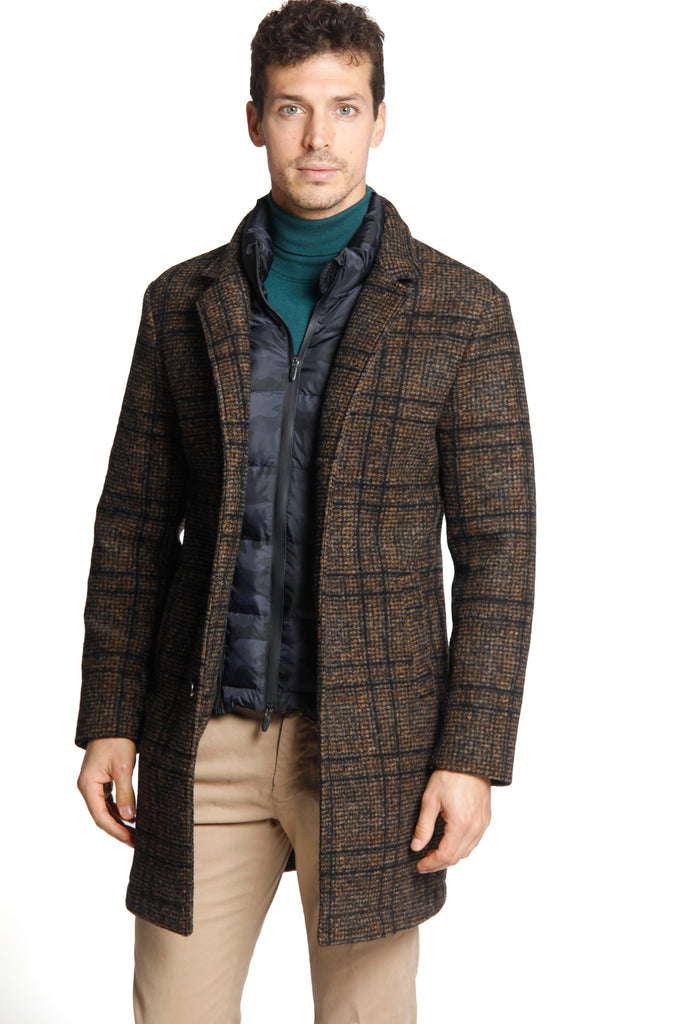 Los Angeles cappotto uomo in panno di lana con pattern micro galles