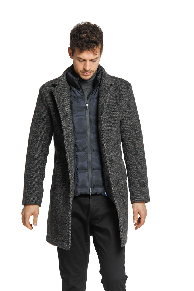 Los Angeles cappotto uomo in panno di lana con pattern resca