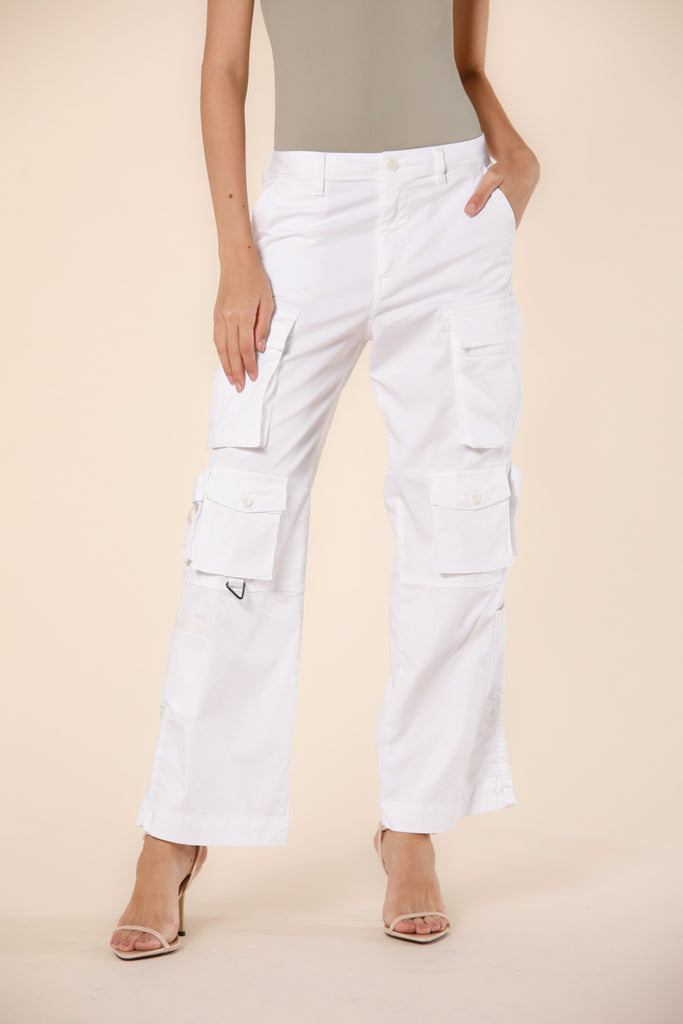 Immagine 1 di pantalone cargo donna in gabardina bianco modello New Hunter di Mason's